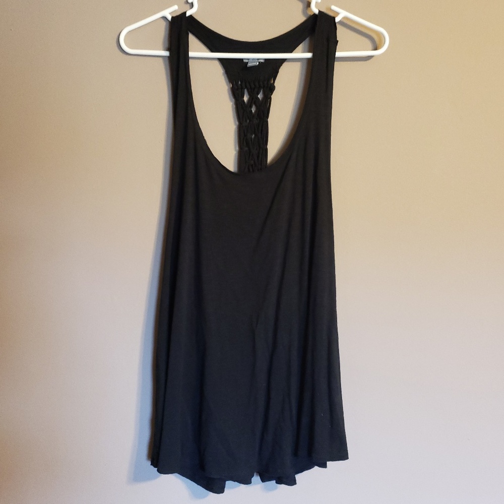 Aerie Black Crochet Racerback Tank Top